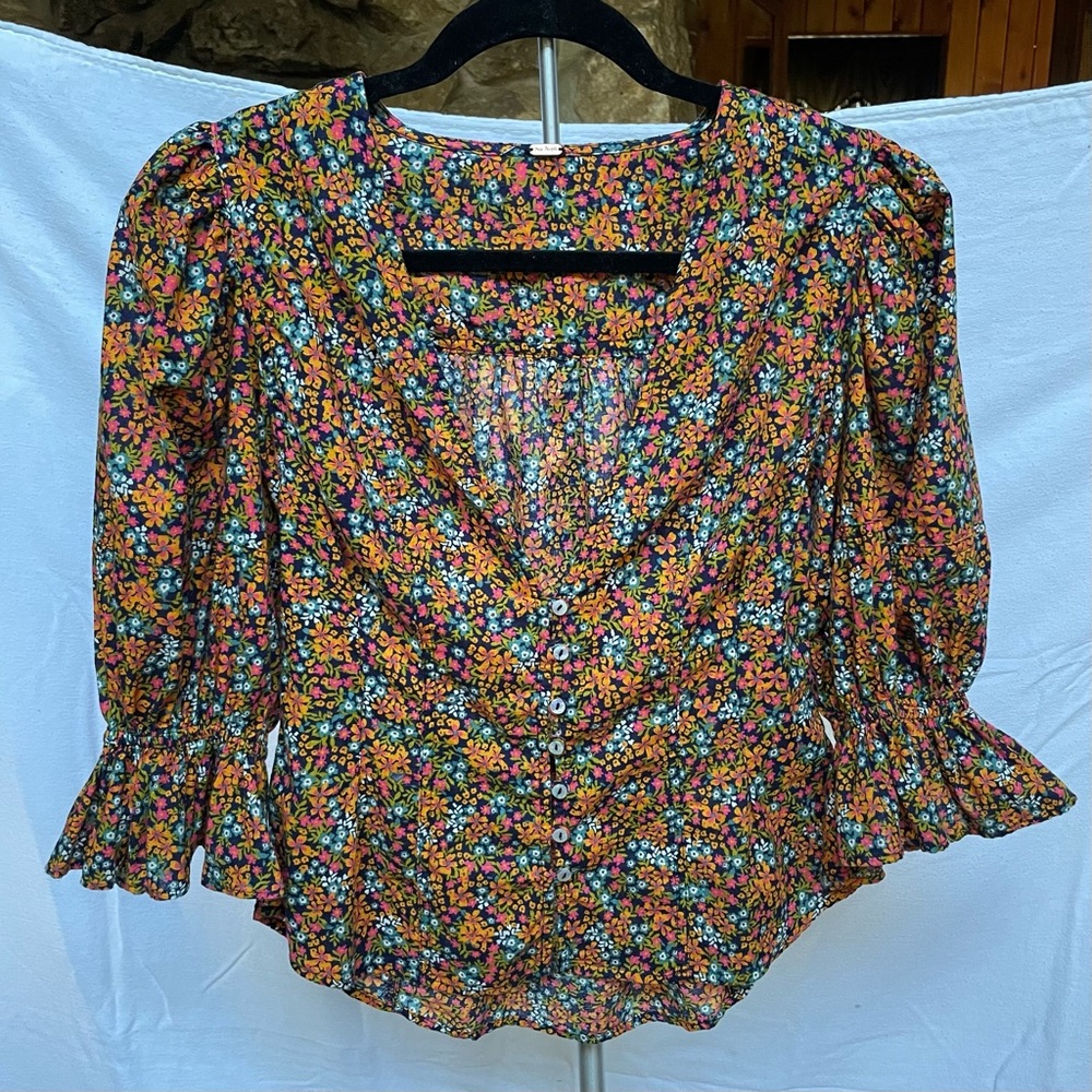 Free People Floral Button-Up Top - Multicolor - Picture 4 of 9